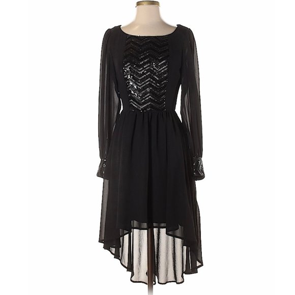 GB Black Long-Sleeve Sequin Dress Size 5 - Picture 2 of 10